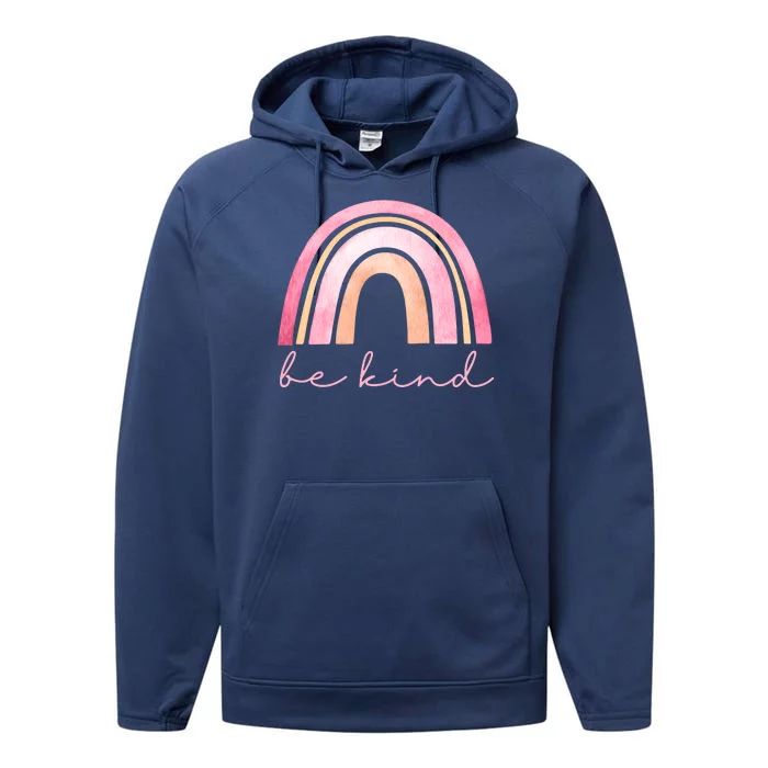 Be Kind Pink Rainbow Cute Gift Performance Fleece Hoodie