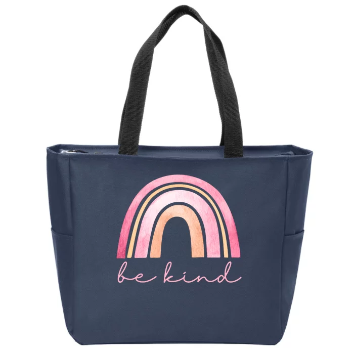 Be Kind Pink Rainbow Cute Gift Zip Tote Bag