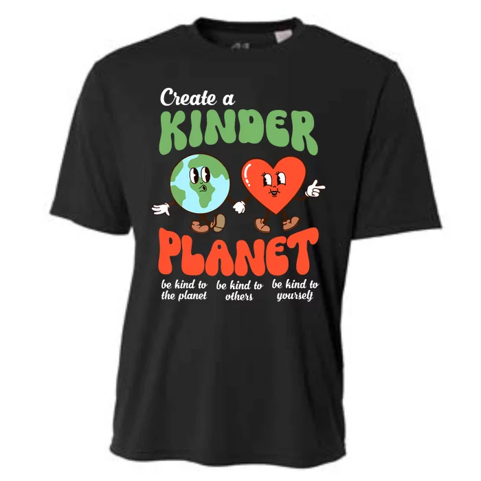 Be Kind Planet Save Earth Day Retro Groovy Environment Cooling Performance Crew T-Shirt