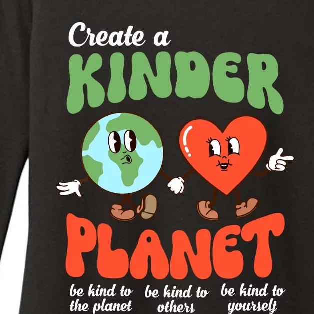 Be Kind Planet Save Earth Day Retro Groovy Environment Womens CVC Long Sleeve Shirt