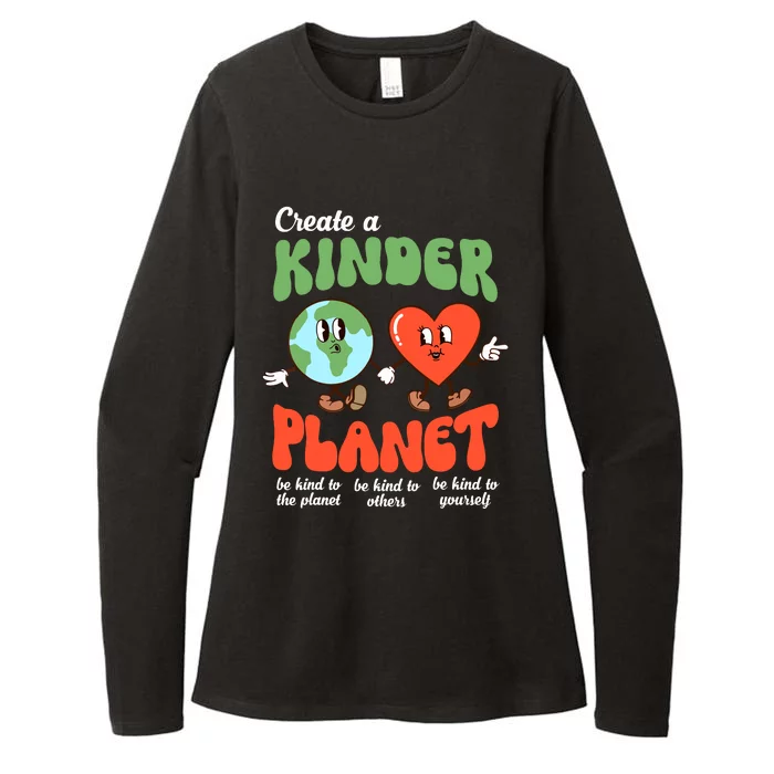 Be Kind Planet Save Earth Day Retro Groovy Environment Womens CVC Long Sleeve Shirt