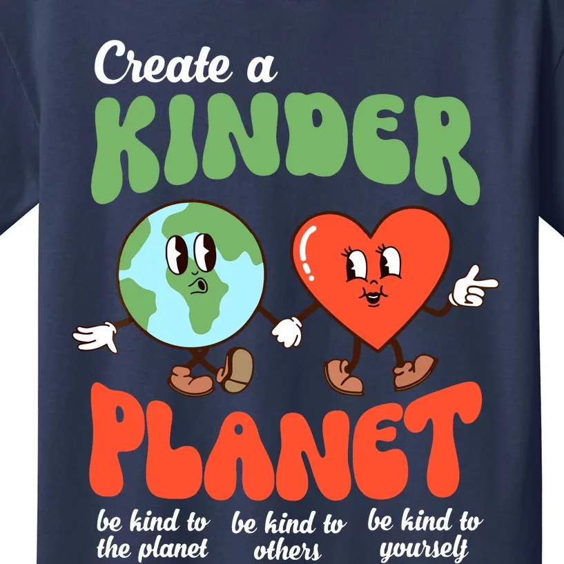 Be Kind Planet Save Earth Day Retro Groovy Environment Kids T-Shirt