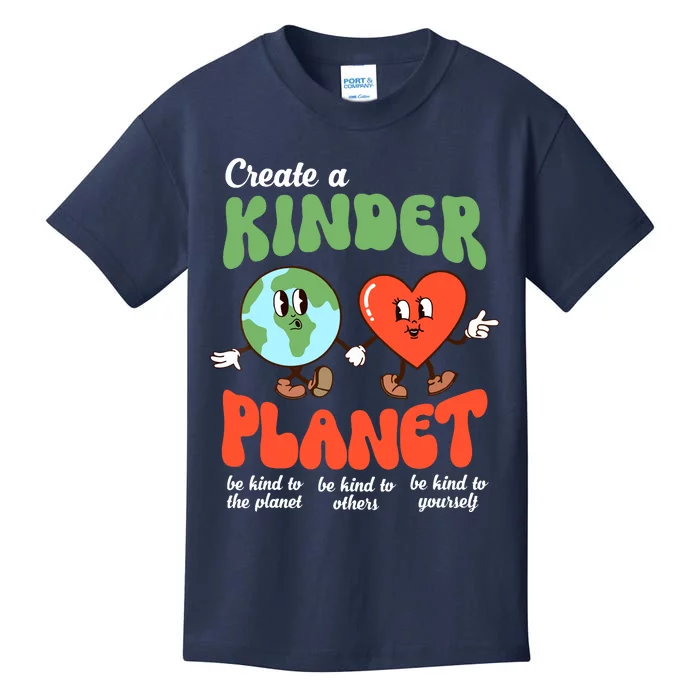 Be Kind Planet Save Earth Day Retro Groovy Environment Kids T-Shirt