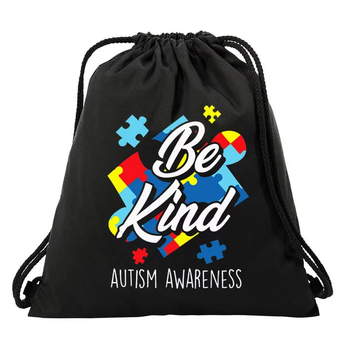 Be Kind Puzzle Colorful Pieces Autism Awareness Drawstring Bag