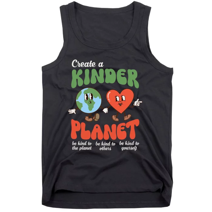 Be Kind Planet Save Earth Day Retro Groovy Environment Tank Top