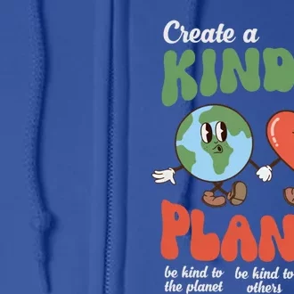 Be Kind Planet Save Earth Day Retro Groovy Environt Gift Full Zip Hoodie