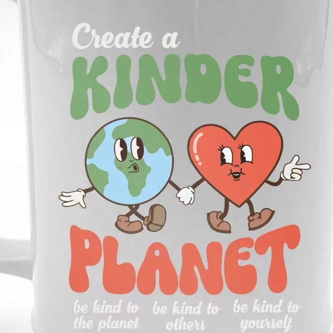 Be Kind Planet Save Earth Day Retro Groovy Environt Gift Front & Back Beer Stein