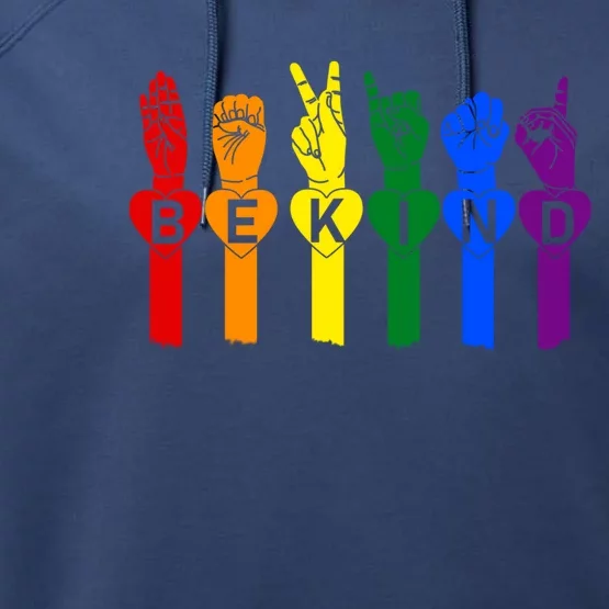 Be Kind Pride Sign Language Rainbow Teachers Interpreter Asl Gift Performance Fleece Hoodie