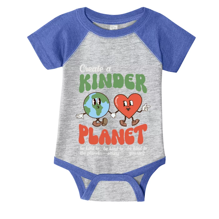 Be Kind Planet Save Earth Day Retro Groovy Environt Gift Infant Baby Jersey Bodysuit