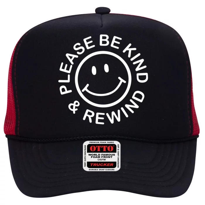 Be Kind Rewind Retro Nostalgia Sticker 80s 90s Tee Cute Gift High Crown Mesh Trucker Hat