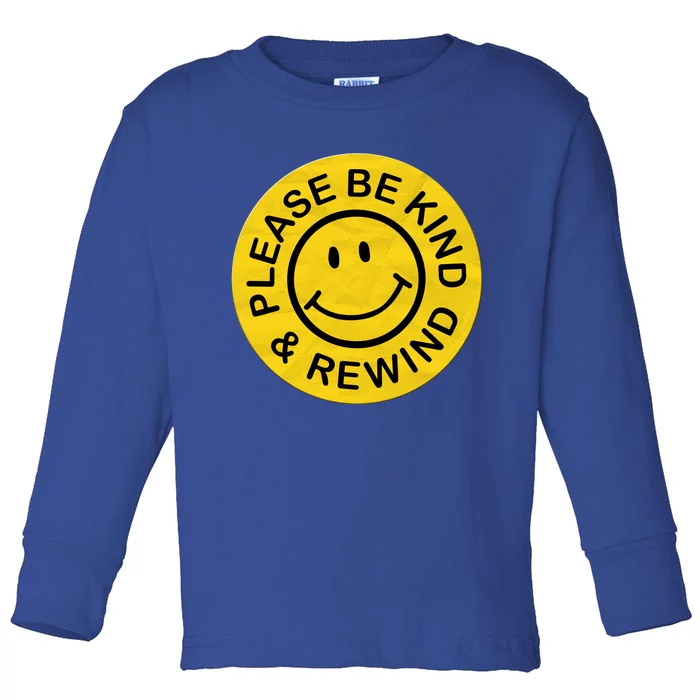 Be Kind Rewind Gift Retro Nostalgia Sticker 80s 90s Gift Toddler Long Sleeve Shirt