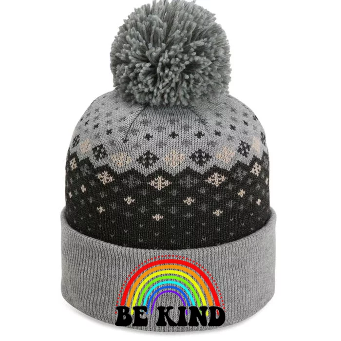 Be Kind Rainbow Positive Quote The Baniff Cuffed Pom Beanie