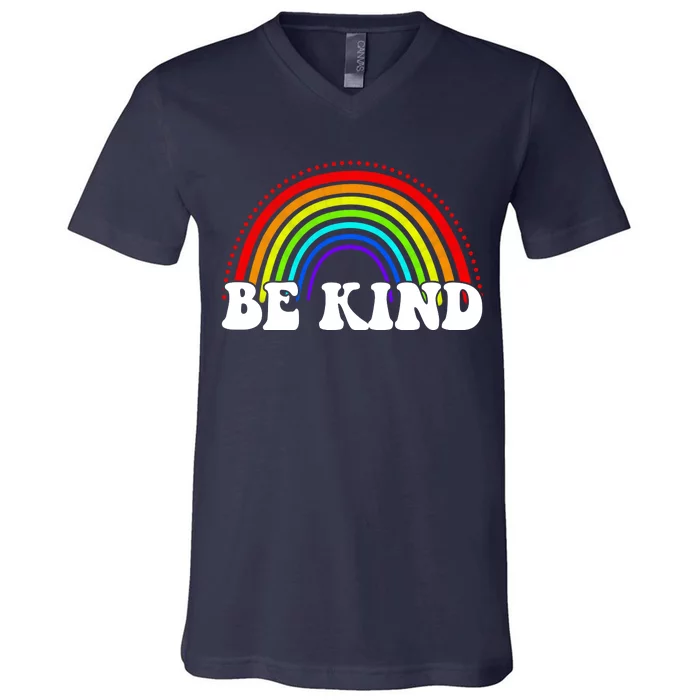 Be Kind Rainbow Positive Quote V-Neck T-Shirt