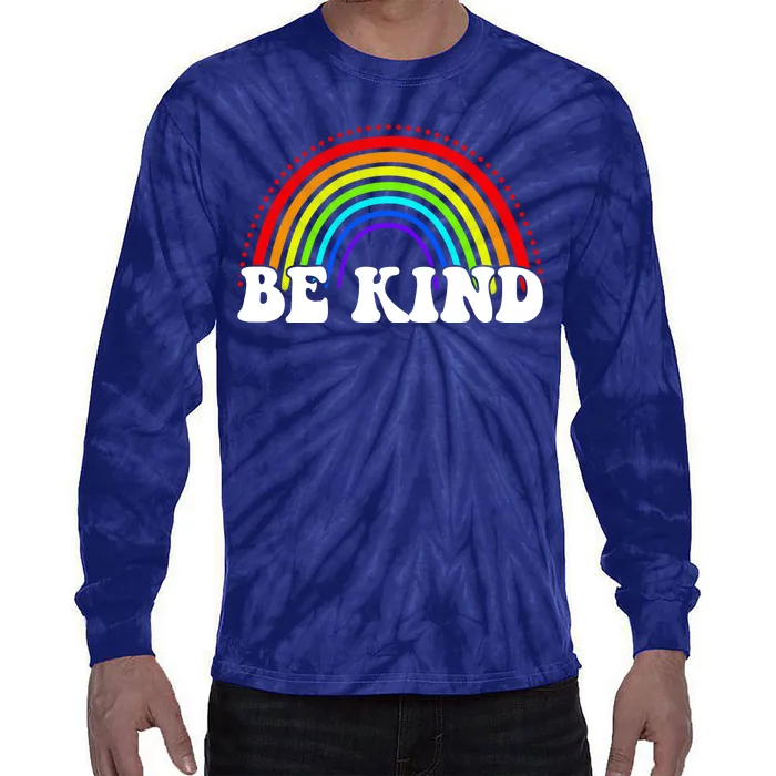 Be Kind Rainbow Positive Quote Tie-Dye Long Sleeve Shirt