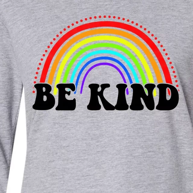 Be Kind Rainbow Positive Quote Womens Cotton Relaxed Long Sleeve T-Shirt