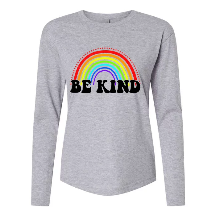 Be Kind Rainbow Positive Quote Womens Cotton Relaxed Long Sleeve T-Shirt