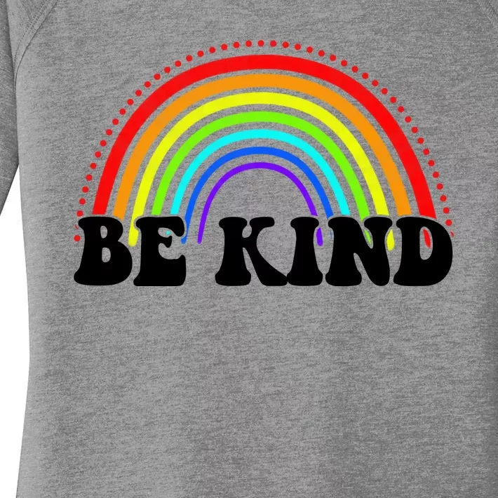 Be Kind Rainbow Positive Quote Women's Perfect Tri Tunic Long Sleeve Shirt