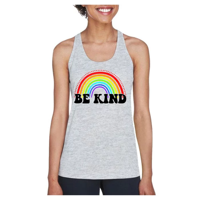 Be Kind Rainbow Positive Quote Women's Racerback Tank