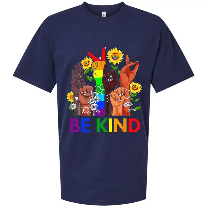 Be Kind Rainbow Sign Language LGBT Pride Equality Kindness Sueded Cloud Jersey T-Shirt