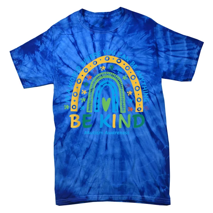 Be Kind Rainbow Autism Mom Dad Wo kid Autism Awareness Tie-Dye T-Shirt