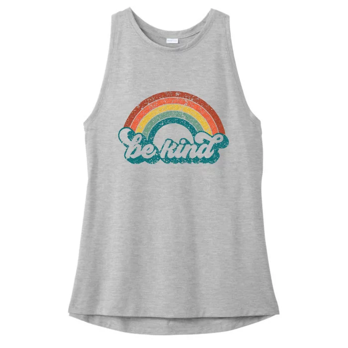 Be Kind Rainbow LGBT Flag LGBT Pride Month Retro Vintage Ladies Tri-Blend Wicking Tank