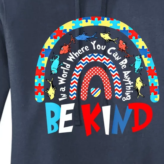 Be Kind Rainbow Puzzle Autism Awareness Special Education Meaningful Gift Women's Pullover Hoodie