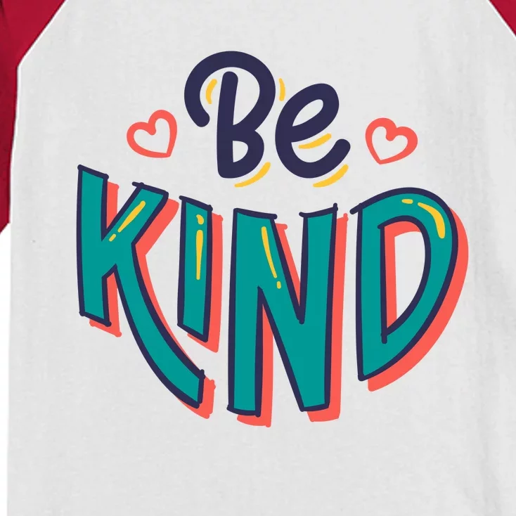 Be Kind Retro Kindness Quote Kids Colorblock Raglan Jersey