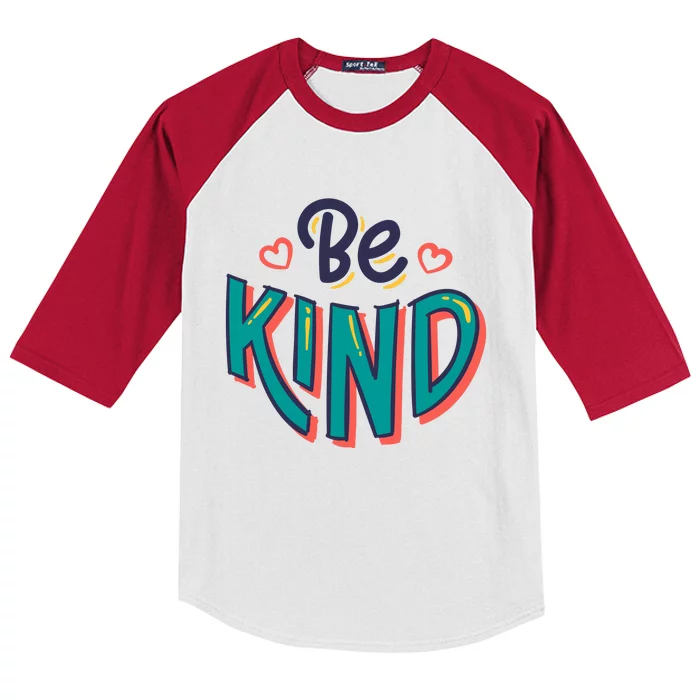 Be Kind Retro Kindness Quote Kids Colorblock Raglan Jersey