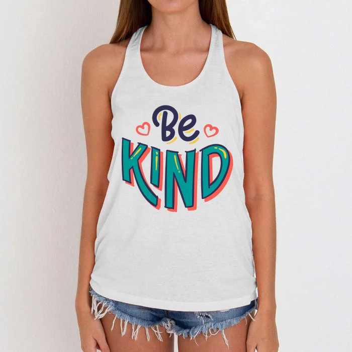 Be Kind Retro Kindness Quote Women's Knotted Racerback Tank