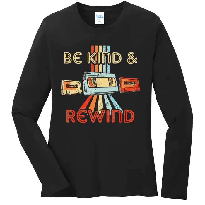 Be Kind & Rewind Vintage 90S Nostalgic 80S Throwback Ladies Long Sleeve Shirt