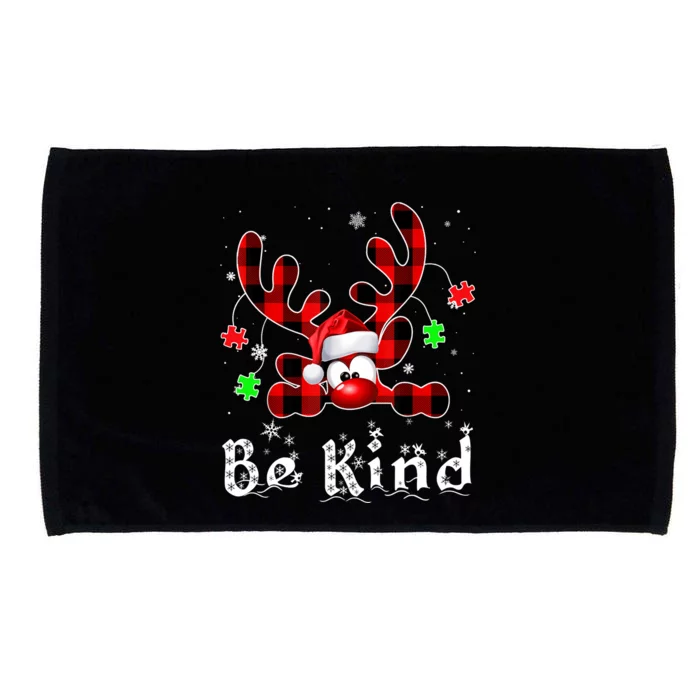 Be Kind Reindeer Red Plaid Puzzle Autism Awareness Christmas Microfiber Hand Towel