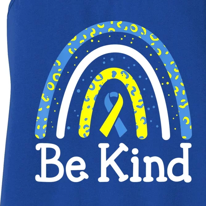 Be Kind Rainbow World Down Syndrome Awareness Day Women's Racerback Tank