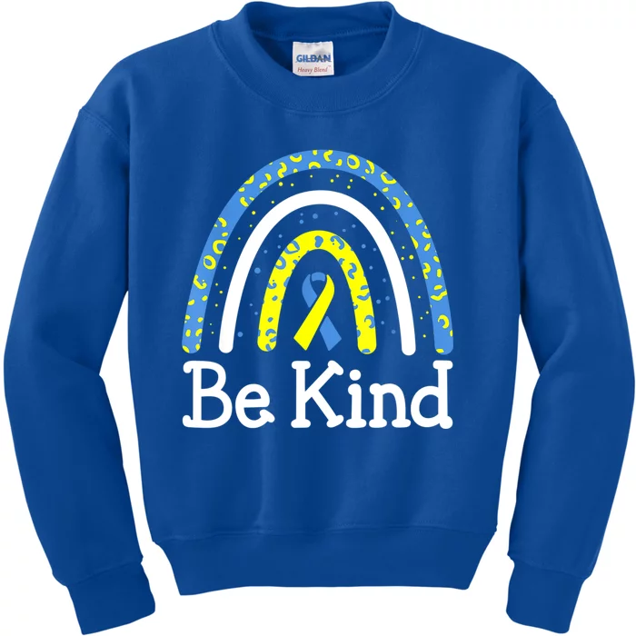 Be Kind Rainbow World Down Syndrome Awareness Day Kids Sweatshirt