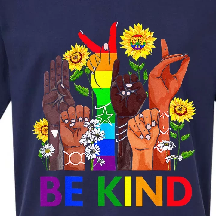 Be Kind Rainbow Sign Language LGBT Pride Equality Kindness Sueded Cloud Jersey T-Shirt