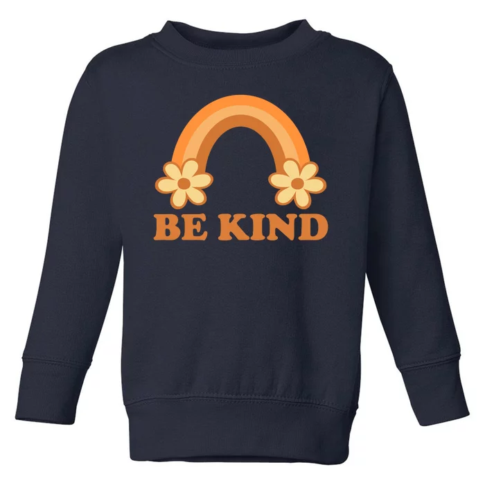 Be Kind Rainbow Retro Sunflower Toddler Sweatshirt