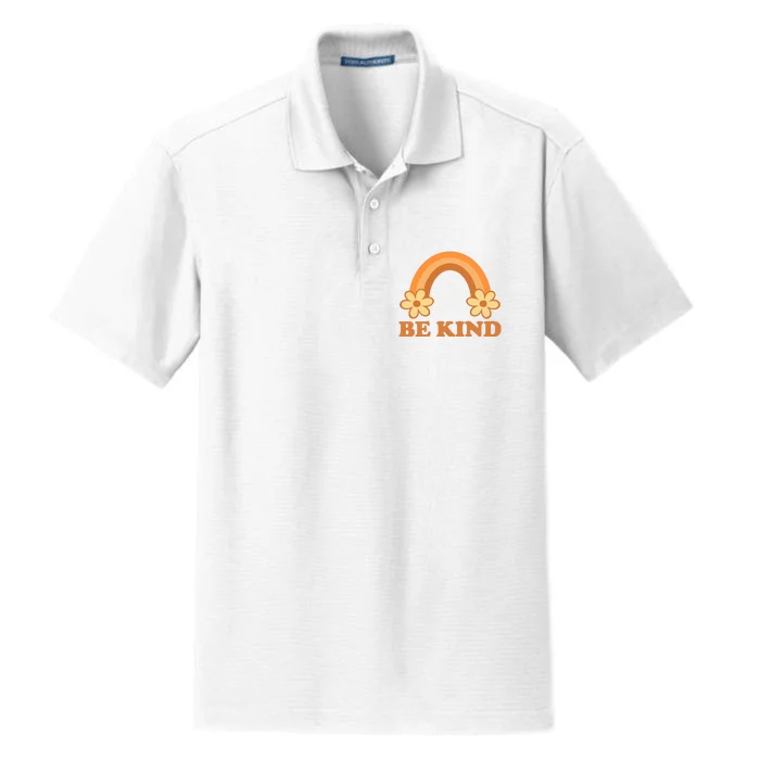 Be Kind Rainbow Retro Sunflower Dry Zone Grid Performance Polo