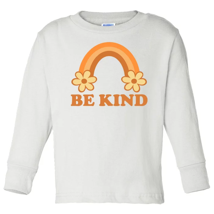 Be Kind Rainbow Retro Sunflower Toddler Long Sleeve Shirt