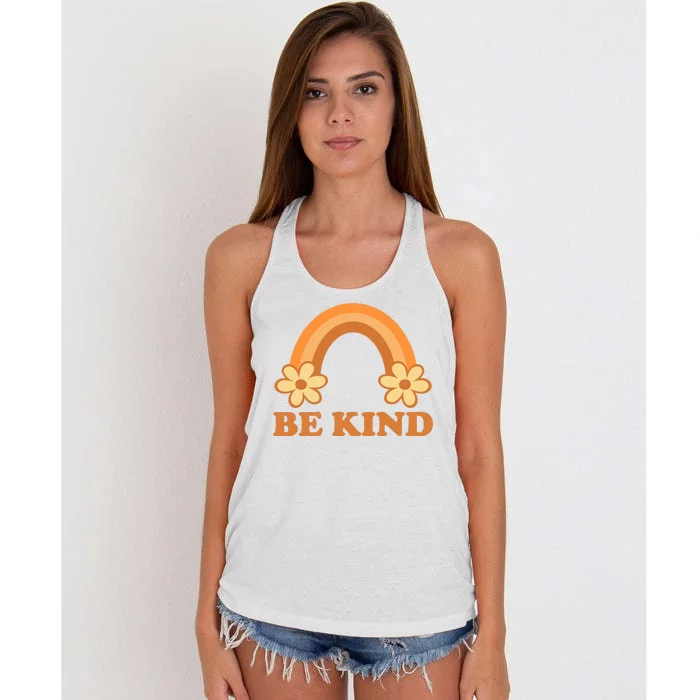 Be Kind Rainbow Retro Sunflower Women's Knotted Racerback Tank