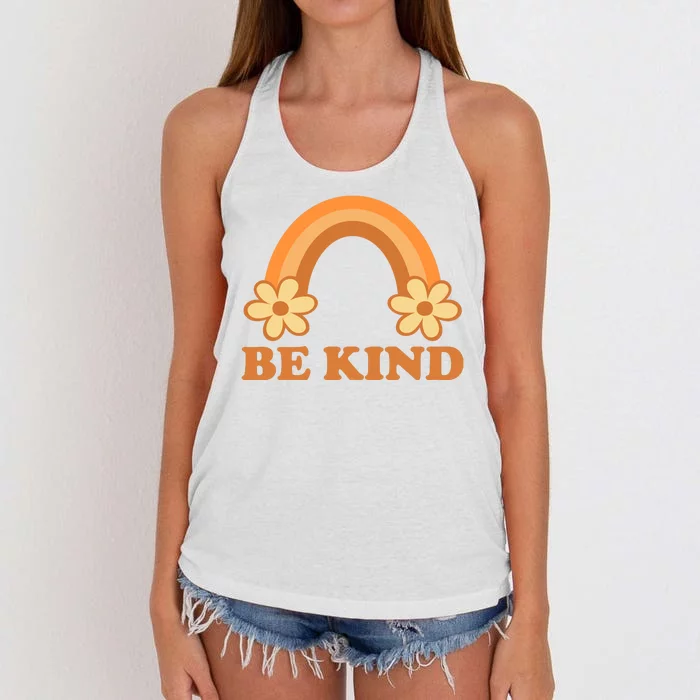 Be Kind Rainbow Retro Sunflower Women's Knotted Racerback Tank