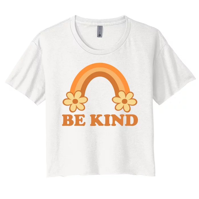 Be Kind Rainbow Retro Sunflower Women's Crop Top Tee