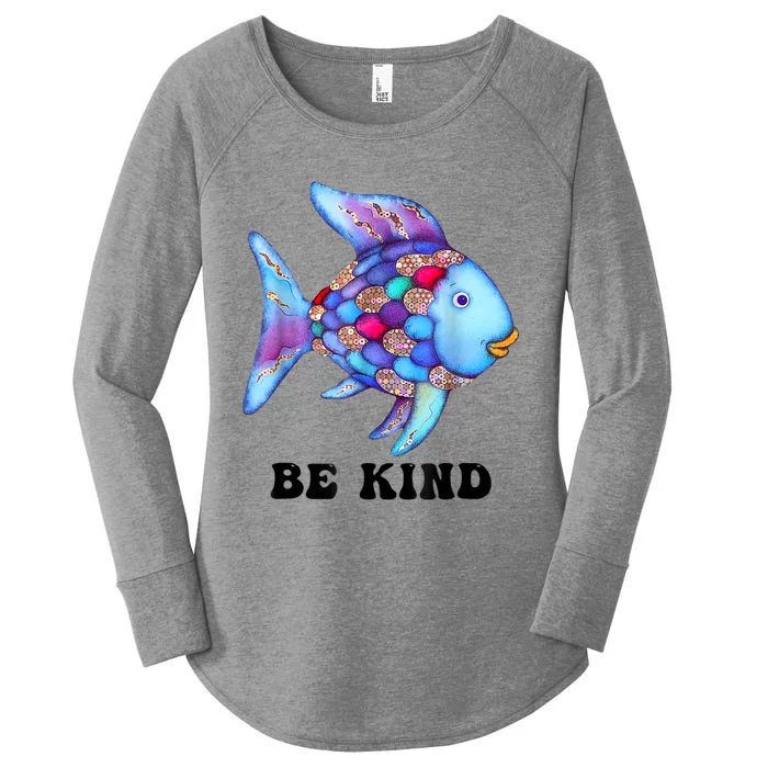 Be Kind Rainbow Fish Teacher Life Teaching Back To School Women's Perfect Tri Tunic Long Sleeve Shirt