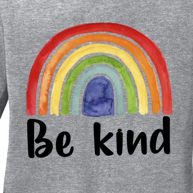 Be Kind Rainbow Ladies Missy Fit Long Sleeve Shirt