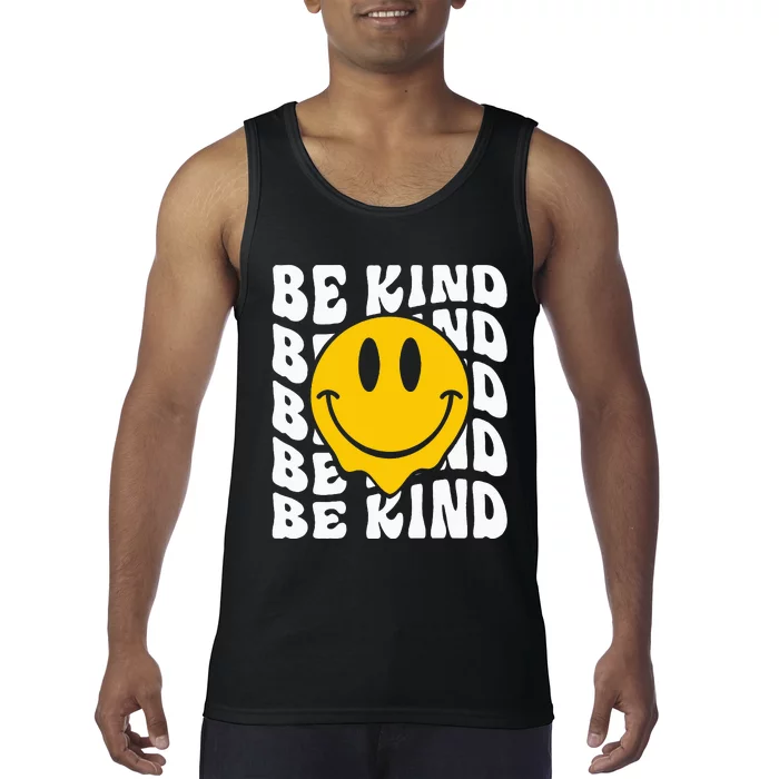 Be Kind Retro Groovy Cute Smile Happy Face Orange Unity Day Tank Top