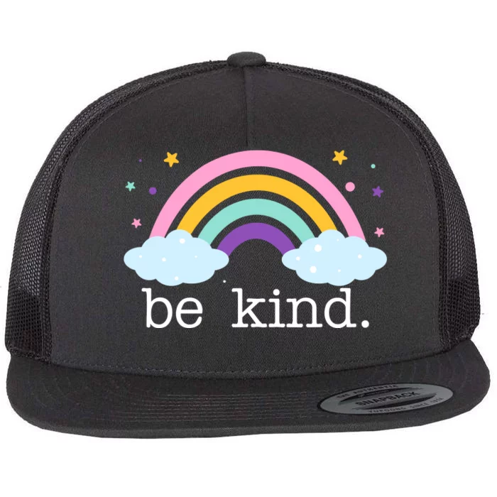 Be Kind Rainbow Star Colorful Cute Flat Bill Trucker Hat