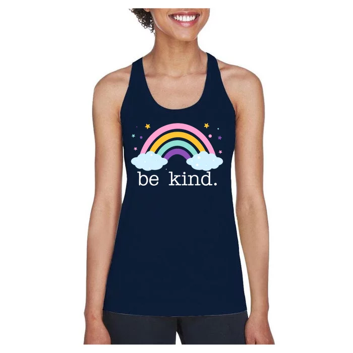 Be Kind Rainbow Star Colorful Cute Women's Racerback Tank