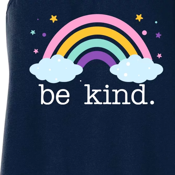 Be Kind Rainbow Star Colorful Cute Women's Racerback Tank