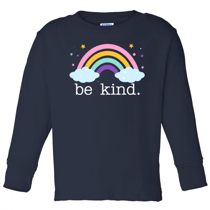 Be Kind Rainbow Star Colorful Cute Toddler Long Sleeve Shirt