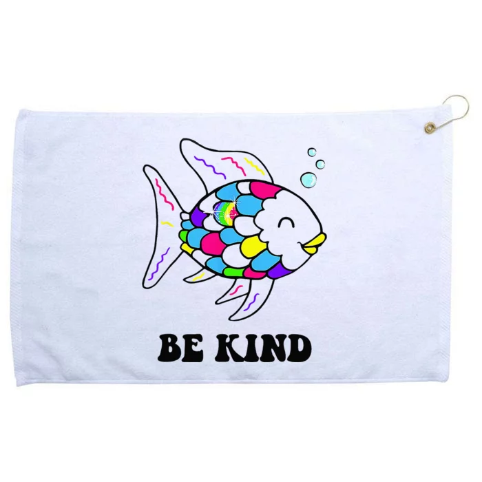 Be Kind Rainbow Fish Teacher Life Teaching Back To School Grommeted Golf Towel