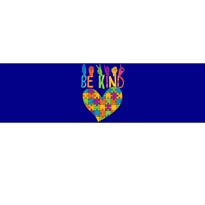 Be Kind Sign Language Heart Puzzle Piece Teachers Asl Autism Meaningful Gift Bumper Sticker