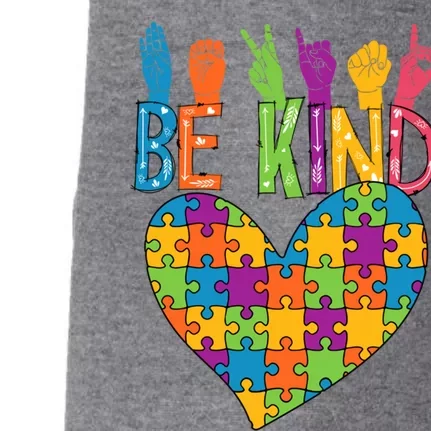 Be Kind Sign Language Heart Puzzle Piece Teachers Asl Autism Meaningful Gift Doggie 3-End Fleece Hoodie